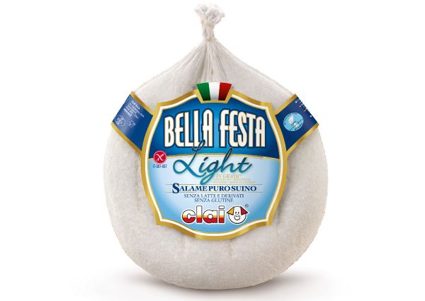 Bella Festa Light Salame. Italian cured pork sausage. Gluten and lactose-free. Ready to eat.