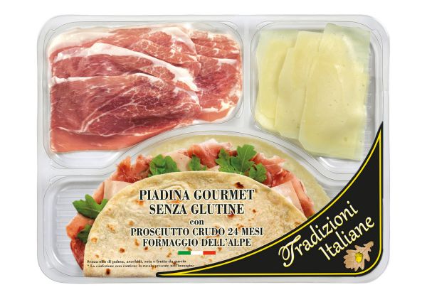 Devodier Prosciutti, Gourmet Gluten Free Piadina with 24-Month Dry-Cured Ham and Alps' Cheese-Sial 2018-Italian Food Awards 2018