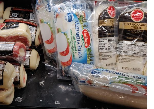 Italian food products: Galbani mozzarella fresca and Primo Taglio fresh mozzarella cheese at Safeway.
