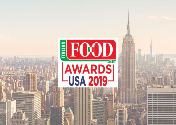 Italian Food Awards USA 2019 logo over New York City skyline.