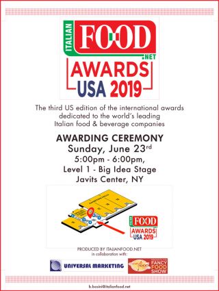 Italian Food Awards USA 2019 at the Summer Fancy Food Show. Awarding ceremony on June 23rd.