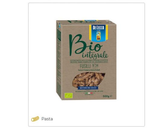 Organic wholemeal pasta - De Cecco