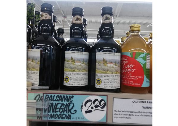 Trader Joe's Balsamic Vinegar of Modena & Apple Cider Vinegar. Italian food at Trader Joe's.
