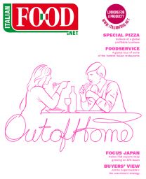 Italian Food .net magazine cover, n.2 2020. People eating pizza and pasta Out of Home. Focus Japan, Buyers' View.