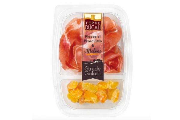 Terre Ducali pre-sliced prosciutto and melon packaged charcuterie.