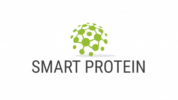 Smart Protein logo. Green molecule structure. Alternative proteins for Barilla alliance.