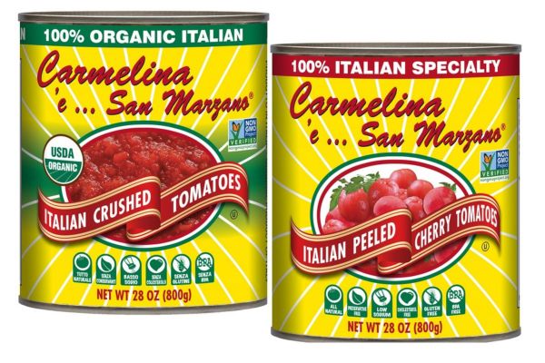Carmelina San Marzano tomatoes. Canned Italian crushed and peeled cherry tomatoes. Mangia bridges Italy-USA culture.