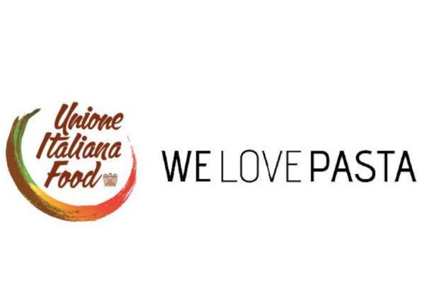 We Love Pasta logo for World Pasta Day. Features Unione Italiana Food branding.