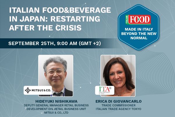 Italian Food & Beverage in Japan: restarting after the crisis. Event featuring Hideyuki Nishikawa and Erica di Giancarlo.