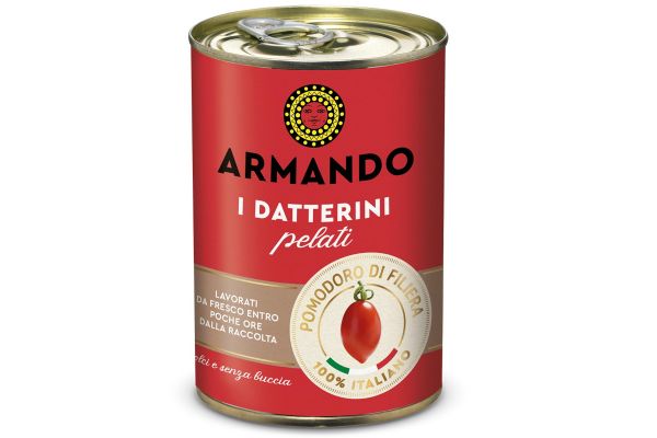 Armando I Datterini Pelati canned tomatoes. Rossi tomatoes in a 400g can. Italian peeled tomatoes.