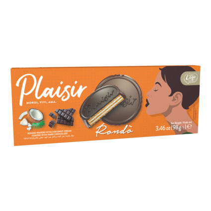 Lago Plaisir Rondo wafers. Italian food award finalist: chocolate covered coconut cream wafers.