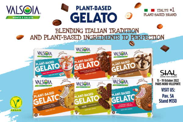 Valsoia plant-based gelato range. Italian vegan gelato flavors: chocolate, hazelnut, espresso, cranberry. #plantbased #veganfood