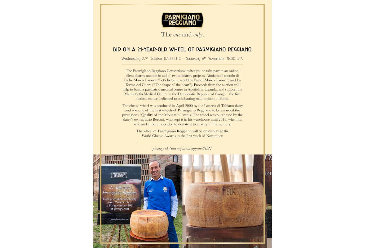 Parmigiano Reggiano PDO Consortium auctions a 21-year-old cheese wheel