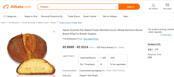 Oropan Italian bread on Alibaba.com. Gourmet part-baked frozen durum wheat semolina round bread, 453g.