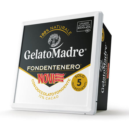 Gelato Madre Fondente Nero Italian chocolate. Novi dark chocolate with 72% cacao. Italian Food Awards finalist.