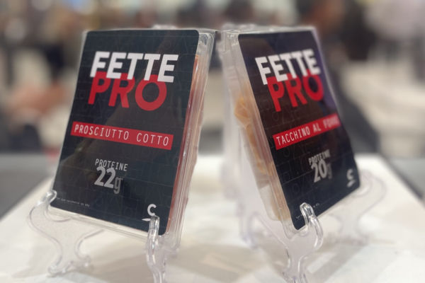 Fette Pro high-protein cured meat. Prosciutto Cotto (22g protein) and Roasted Turkey (20g protein) packages.