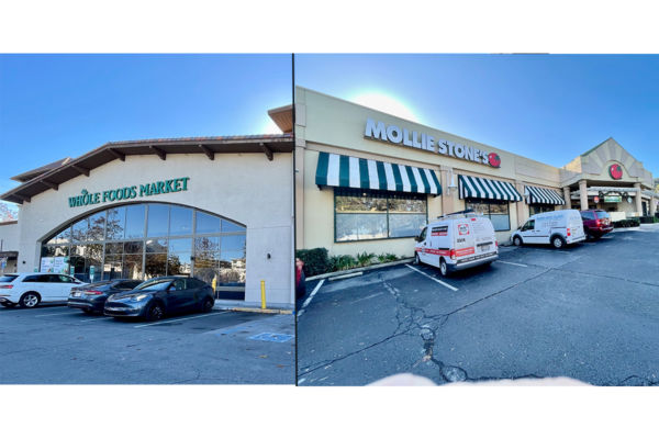 San Francisco Bay Area Italian food: Whole Foods and Mollie Stone's Market storefronts.